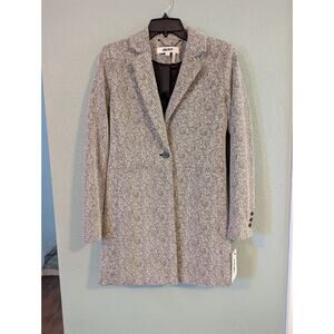 Women's DNKY Gray Tweed Dress Coat, Size 2, Fitted Single Button,